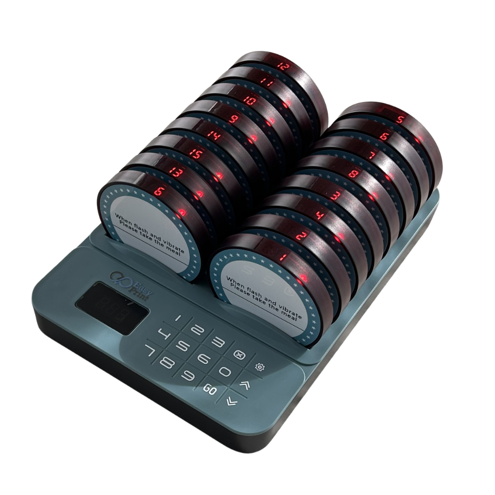 เครื่องเรียกคิวไร้สาย EASYPRINT QS-3216 จำนวน 16 เพจเจอร์ สีดำ